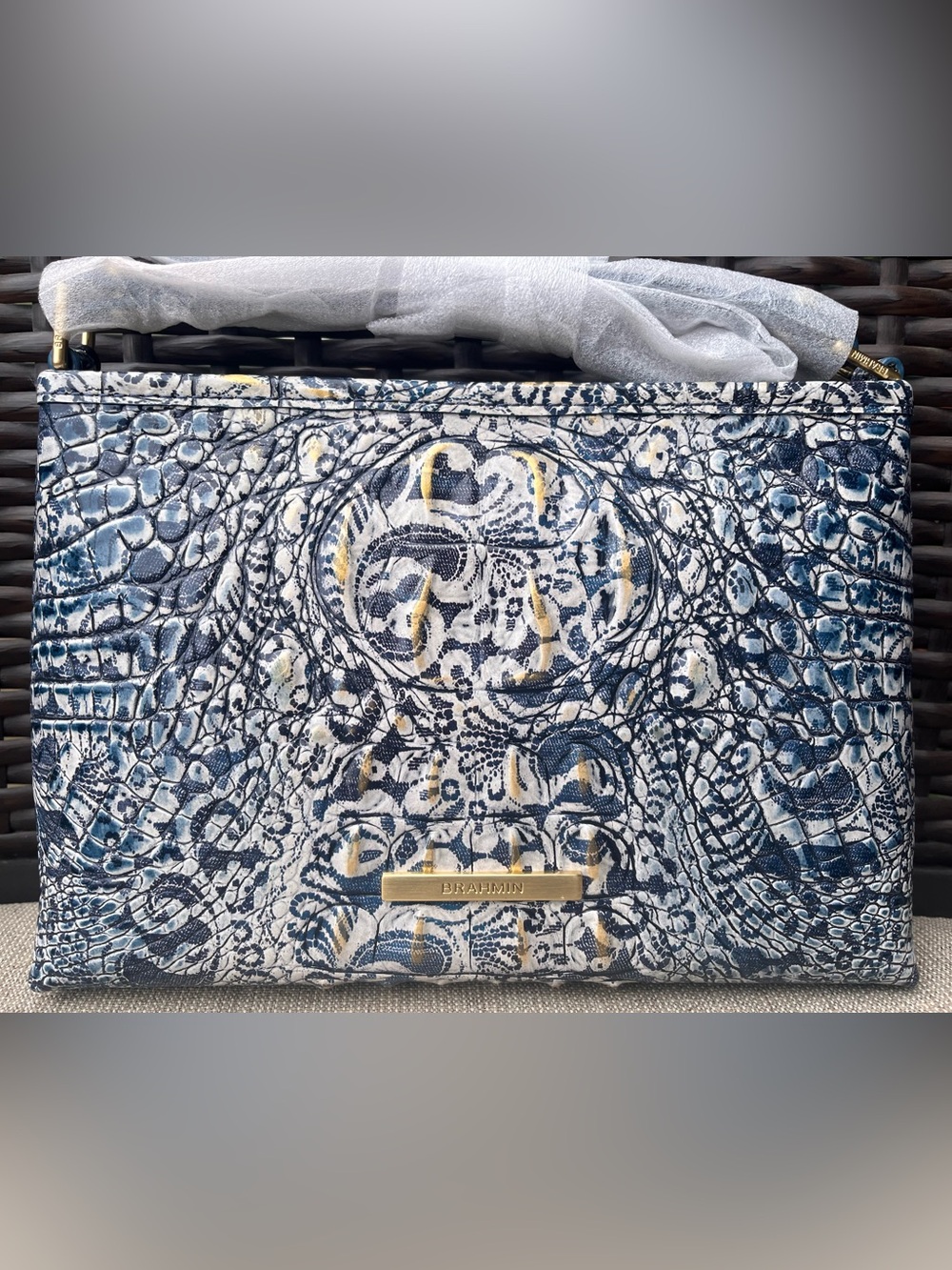 NWT Brahmin LORELEI in BLUE FILIGREE Melbourne Shoulder Bag
